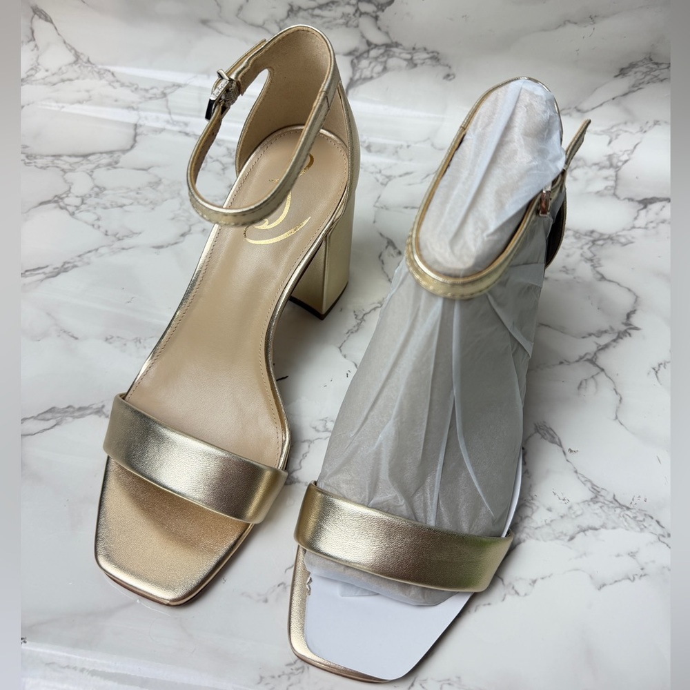 Sam Edelman Daniella Gold Block Heel Sandals Women’s US Size 7